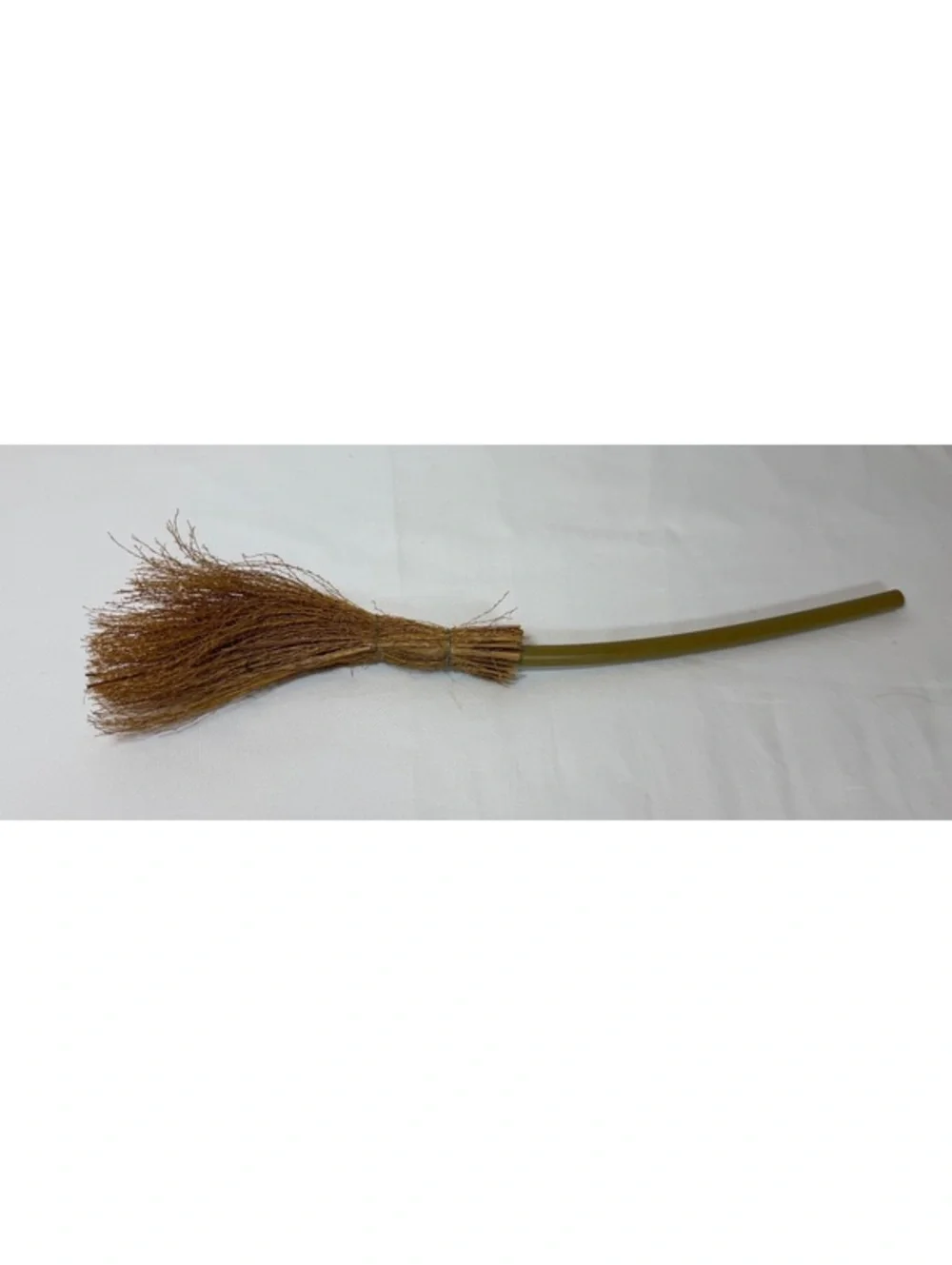 Small Halloween Decorative Natural Fiber Broom with Curved Plastic Handle